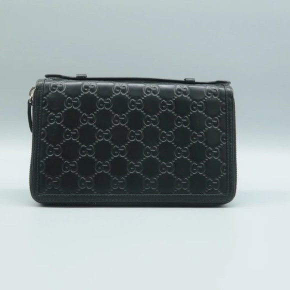 100% Authentic Gucci GG Black Leather Clutch Bag - Picture 2 of 12